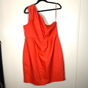 J.Crew Misha One Shoulder Cotton Mini Dress Orange size 16 New